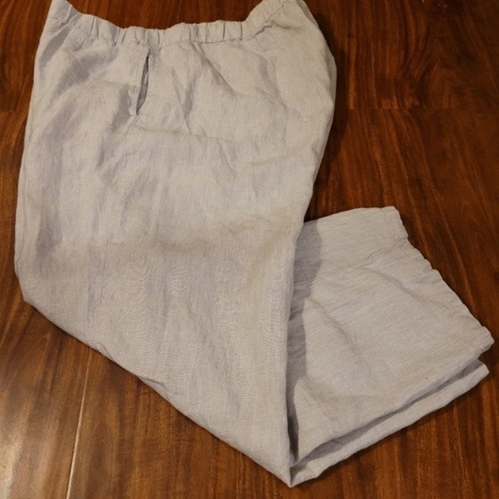 J. Jill Love Linen Cropped Linen Pull on Pants Flax Ivory Size Medium